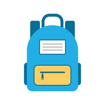 School bag icon in flat style. Children backpack vector illustration on iso.. Illustrazione stock