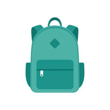 School bag icon in flat style. Children backpack vector illustration on iso.. Stock Illustration