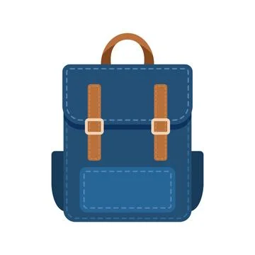School bag icon in flat style. Children backpack vector illustration on iso.. Illustrazione stock