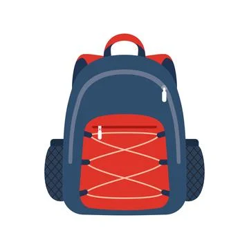 School bag icon in flat style. Children backpack vector illustration on iso.. Stock Illustration