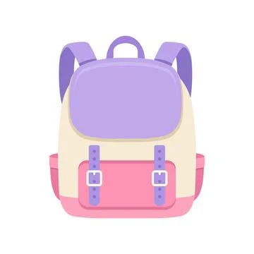 School bag icon in flat style. Children backpack vector illustration on iso.. Stock Illustration