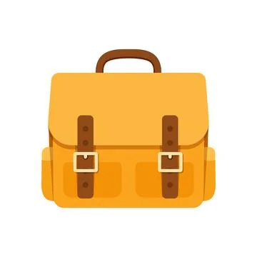 School bag icon in flat style. Children backpack vector illustration on iso.. Stock Illustration