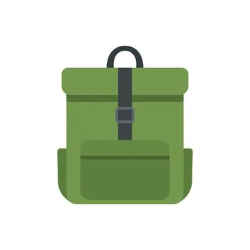 School bag icon in flat style. Children backpack vector illustration on iso.. Stock Illustration