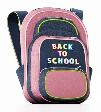 School bag isolated on white background. 3D illustration 스톡 일러스트