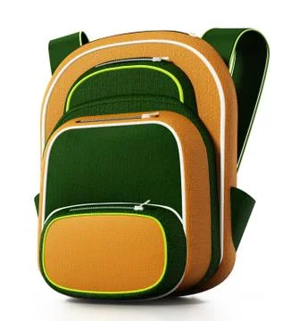 School bag isolated on white background. 3D illustration Stock Illustration
