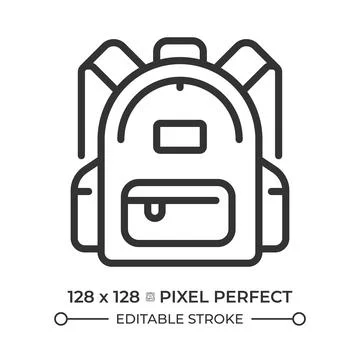School bag pixel perfect line icon Stock Illustration