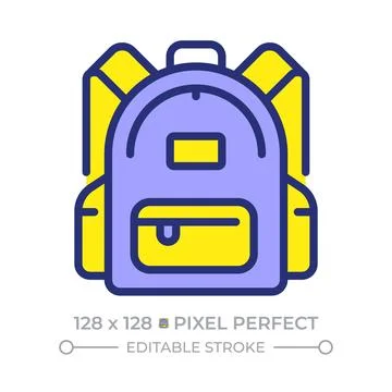 School bag pixel perfect line color icon Stock Illustration