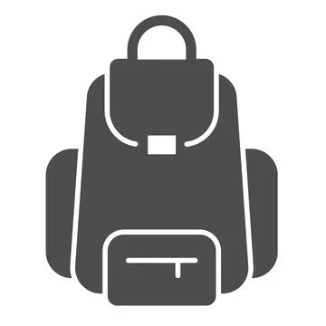 School bag with pockets, backpack, hiking solid icon, education concept Stock Illustration
