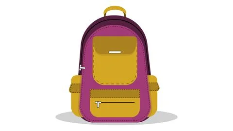 School Bag Vector | Back to School Backpack Illustration | Student Bag Clipart Stock Illustration