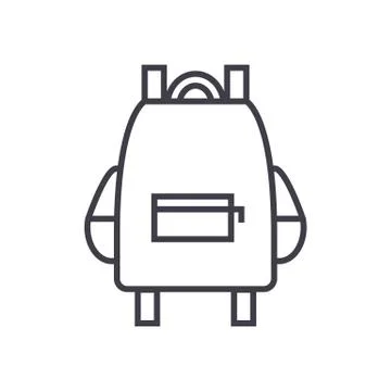 School bag vector line icon, sign, illustration on background, editable strokes Stock Illustration