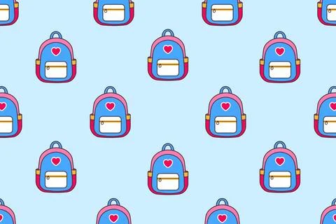 School bag. Vector seamless pattern. Stock Illustration