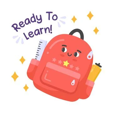 School bag vector sticker, education modern simple flat design isolated on .. Stock Illustration