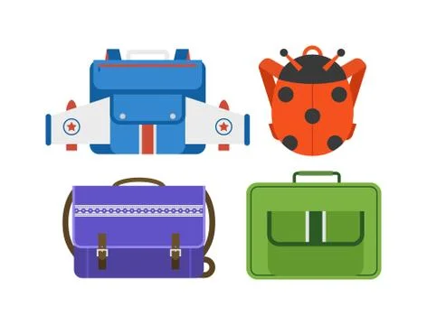 School bags vector isolated Stock Illustration