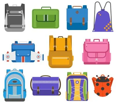 School bags vector set Stock Illustration
