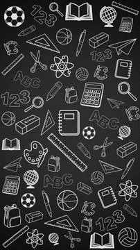 School Banner Verticl Background School Supplies Illustrations Black And White Stock Illustration