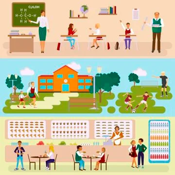 School banners set Stock Illustration