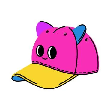 School baseball cap. Summer hats for children and adults. Design in cartoon s Stock Illustration
