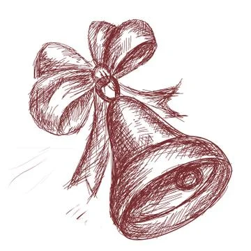 School bell with a bow. Design element for school products. September 1. vector. Stock Illustration