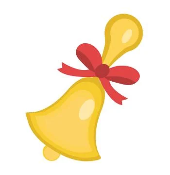 School bell icon, flat, cartoon style. Isolated on white background. Vector i Stock Illustration
