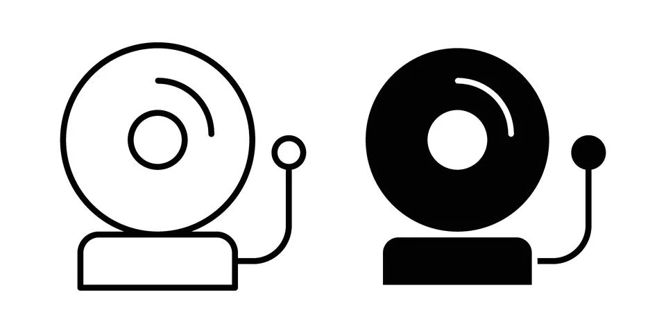 School bell icon. Outline, flat icons Stock Illustration