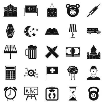 School bell icons set, simple style イラスト素材