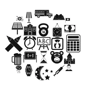 School bell icons set, simple style イラスト素材