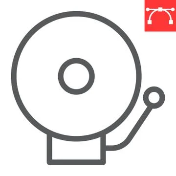 School bell line icon, school and education, alarm sign vector graphics Stock Illustration