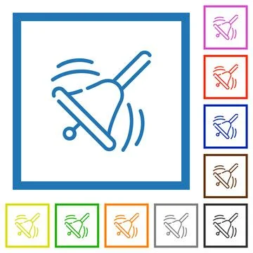 School Bell outline flat framed icons Illustrazione stock