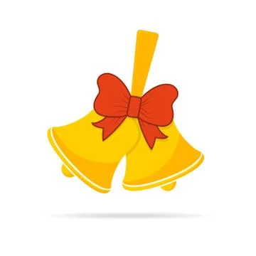 School bell with red bow. Vector illustration. Stock Illustration