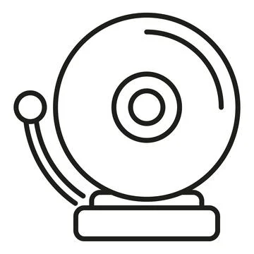 School bell ringing alert line art icon Stock Illustration