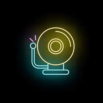 School bell ringing neon light icon alert Stock Illustration