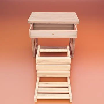 School bench isolated on orange background Stock Illustration