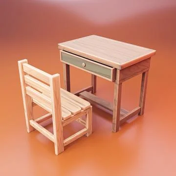 School bench isolated on orange background Stock Illustration