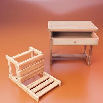 School bench isolated on orange background Stock Illustration