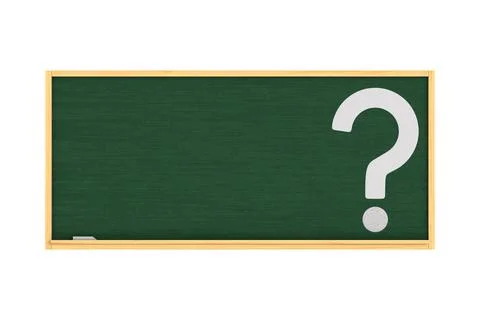 School blackboard and question on white background. Isolated 3D illustration 스톡 일러스트