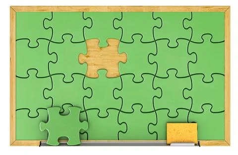 School blackboard from puzzle. 3D rendering Stock Illustration