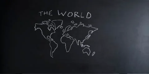 School blackboard with world map Stock Photos