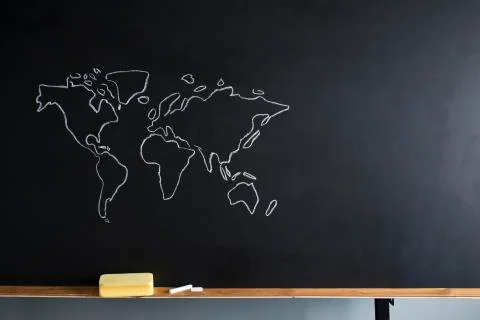 School blackboard with world map Stock Photos