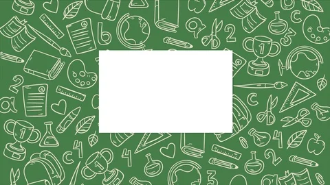 School blank background animation. Handwritten typescript with various stationar Stock Footage 113855160