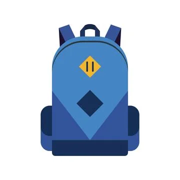School blue backpack flat style. Stock Illustration
