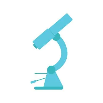 School blue microscope for studying biology in lesson at school Stock Illustration