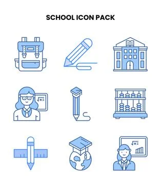 School Blue Vector Icons Pack イラスト素材