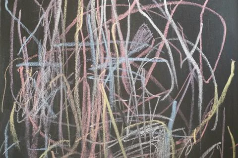School board for chalk painted with chaotic lines of different colors Stock Photos