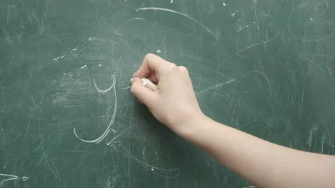 School board close up, hand writes the word yes Video stock 277864225