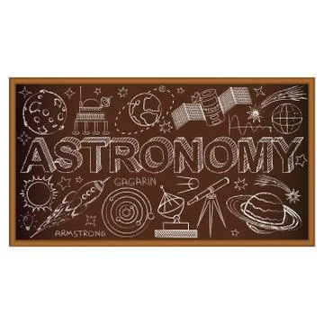 School board doodle with astronomy symbols. Vector illustration Illustrazione stock