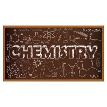 School board doodle with chemistry symbols. Vector illustration Illustrazione stock