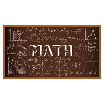 School board doodle with formulas and graphs on math. Vector illustration Illustrazione stock