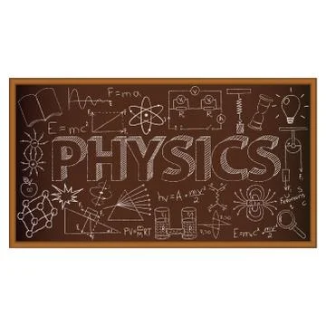 School board doodle with physics symbols. Vector illustration イラスト素材