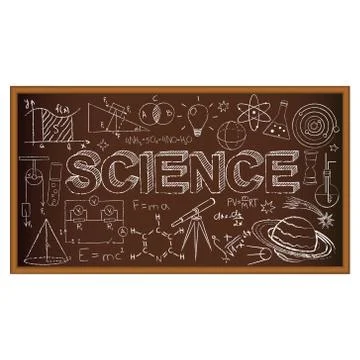 School board doodle with science symbols. Vector illustration Illustrazione stock