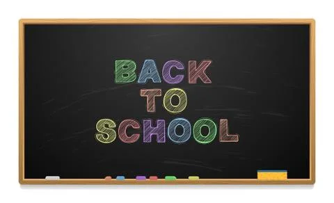 School board with text written in chalk Stock Illustration